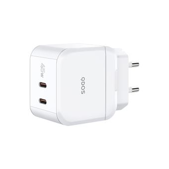 Chargeur QDOS PowerCube Double USB Type C 45W Blanc