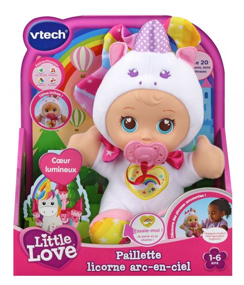 Poupon Vtech Little Love Paillette Licorne Arc-En-Ciel