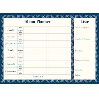 Menu planner Draeger A4 Bleu