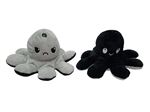 Peluche pieuvre réversible Kidz World 2 couleurs Gris et Noir