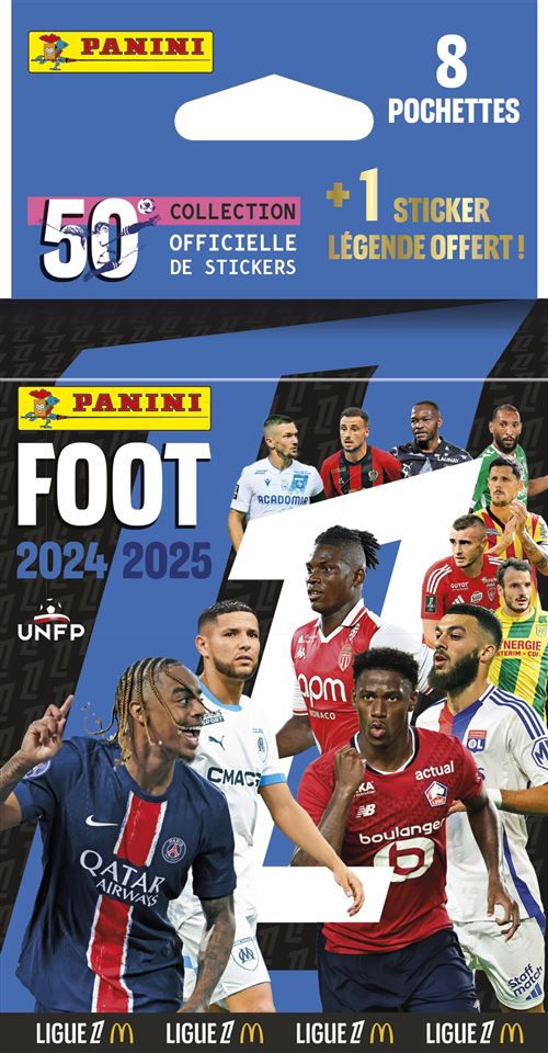 Blister stickers PANINI Foot Ligue 1 2024 2025 McDonald' 8 pochettes + 1 sticker légende
