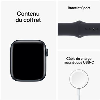 Apple Watch SE GPS + Cellular 2ème génération, boîtier Aluminium Minuit 40mm avec Bracelet Sport Minuit