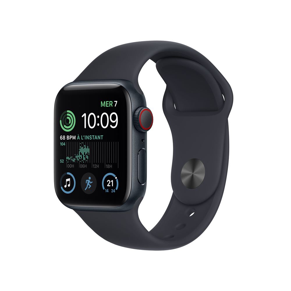 Apple Watch SE GPS + Cellular 2ème génération, boîtier Aluminium Minuit