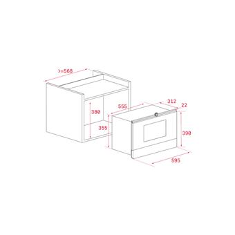MICRO-ONDES GRILL Maestro Niche 38cm-22L Stone grey, 850W, électronique, 5 niv de puissance, Grill 1200W minuteur 0-90 min, intérieur acier inox, répartition des ondes par la base céramique, Dimension d'encastrement: HxLxP (mm): 355x555x312