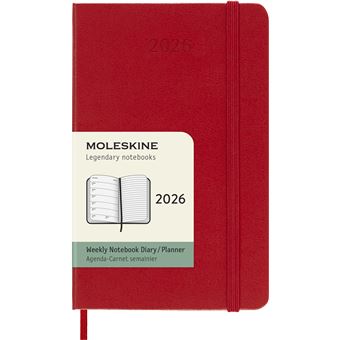 Agenda civil Moleskine 2026 12 mois Semainier Format Poche Dur Rouge Scarlet - 1