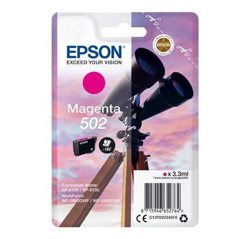 Epson 502 - 3.3 ml - magenta - original - blister - cartouche d'encre - pour Expression Home XP-5100, 5105, 5150, 5155; WorkForce WF-2860, 2865, 2880, 2885