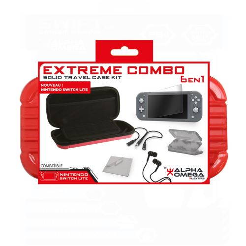 Pack 6-en-1 Pour Nintendo Switch Lite | Housse Rigide + écouteurs + Verre Trempé + étui Cartouches + Kit Nettoyage | Protection & Transport