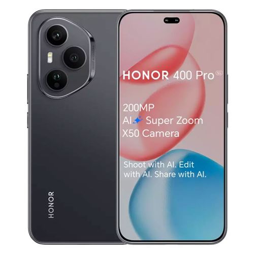 Honor 400 Pro - 5G smartphone - double SIM - RAM 12 Go / Mémoire interne 512 Go - écran OEL - 6.7" - 1280 x 2800 pixels (120 Hz) - 3 x caméras arrière 200 MP, 50 MP, 12 MP - front camera 50 MP - noir minuit