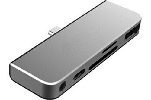 Adaptateur On Earz Mobile Gear Type-C Gris Sidéral avec chargement USB-C PD, HDMI 4K, Prise de Casque USB 3.0 & 3.5mm pour iPad Pro