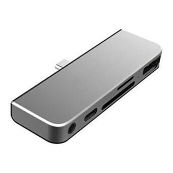 Adaptateur On Earz Mobile Gear Type-C Gris Sidéral avec chargement USB-C PD, HDMI 4K, Prise de Casque USB 3.0 & 3.5mm pour iPad Pro