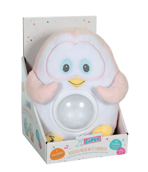 Gipsy Knuffelpinguïn Nachtlampje met muziek Roze