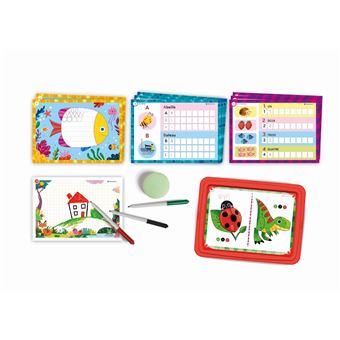 Clementoni Jeux D’écriture – 26 Cartes Alphabet + 6 Ardoises Réinscriptibles + Feutre – Dès 4 Ans – Éco-responsable