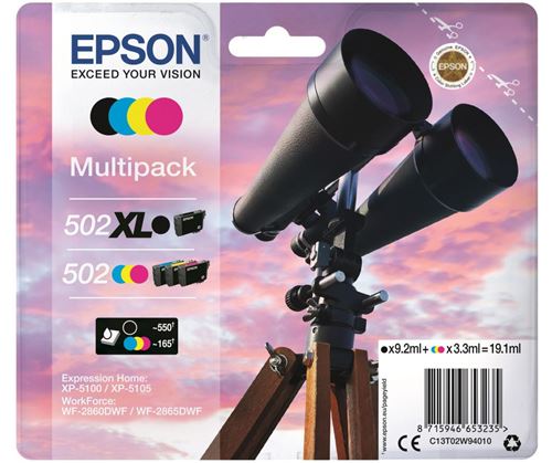 Pack de Cartouche d'encre Epson Jumelles noir XL, 3 couleurs