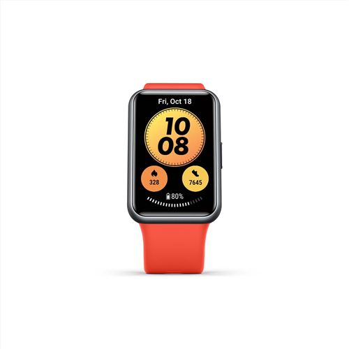 Huawei Watch Fit new - Zwart - smart watch met riem - silicone - pompelmoes-rood - afmeting pols: 130-210 mm - display 1.64 - 4 GB - Bluetooth - 21 g
