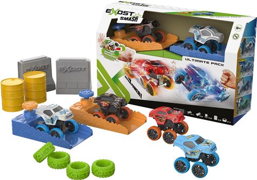 Pack 4 voitures Exost Smash avec 2 Boosters et accessoires