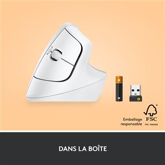 Souris ergonomique verticale sans fil Bluetooth Logitech Souris Logitech Lift Blanc