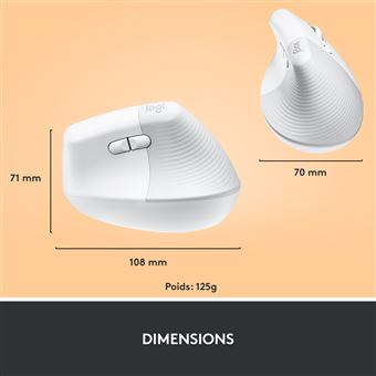 Souris ergonomique verticale sans fil Bluetooth Logitech Souris Logitech Lift Blanc