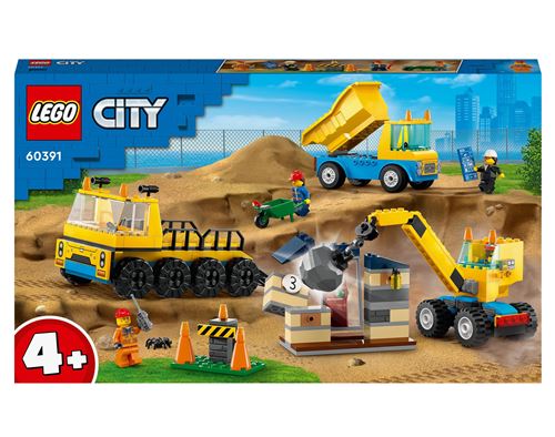 LEGO® City 60391 Les camions de chantier et la grue à boule de démolition