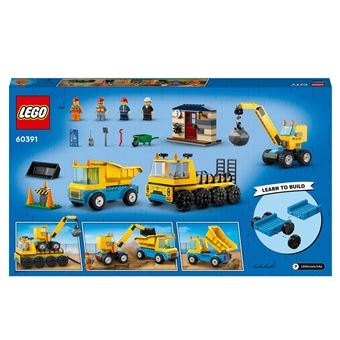 LEGO® City 60391 Les camions de chantier et la grue à boule de démolition