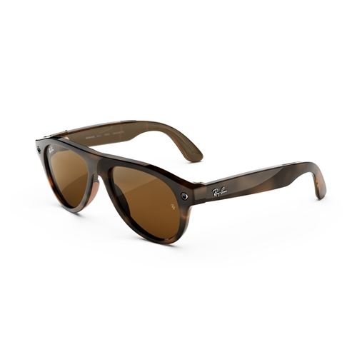Lunettes connectées IA Meta RBM3 Aviateur Havana Solaire Taille Moyenne