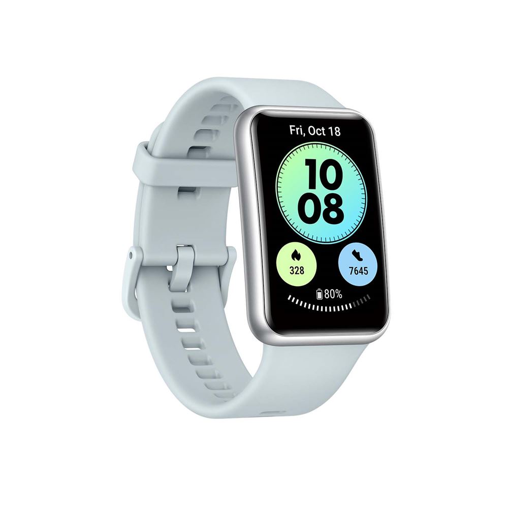 Huawei Watch Fit new - Zilver - smart watch met riem - silicone -  eiland-blauw - afmeting pols: 130-210 mm - display 1.64\
