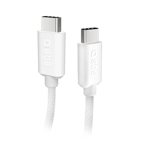 SBS Câble USB tressé USB C - USB C PD 60W 1m50, blanc