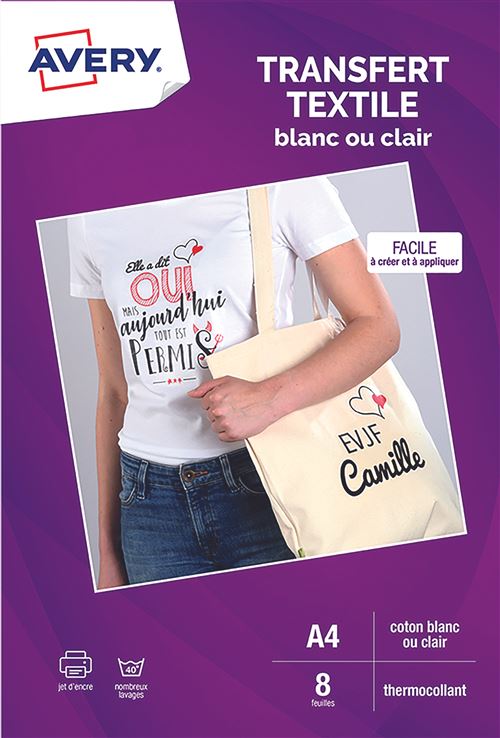 C9405-8 - 8 transferts pour textiles blancs ou clairs, A4 -