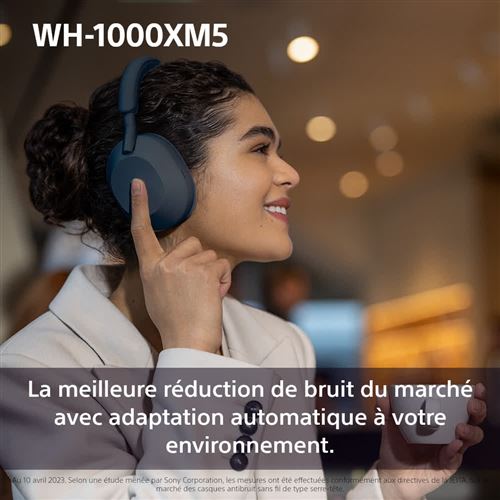 Sony - Casque audio sans fil Bluetooth Sony WH1000XM5L.CE7 avec réduction  de bruit active Bleu - Casque - Rue du Commerce