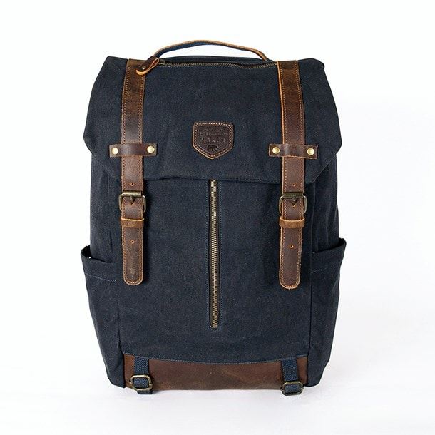 Sac à Dos BUCKLE & SEAM Mik Cuir Marron/bleu, Pour Homme, Neuf