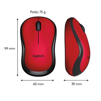 Souris sans fil Logitech M220 Souris silencieuse avec souris de jeu  ergonomique optique de haute qualité 2,4 GHz pour Mac OS/Window 10/8/7  Couleur : rouge muet M220 