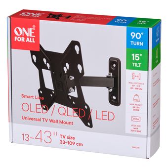 Support mural inclinable et orientable One for all WM2241 pour TV de 13" à 43" Noir