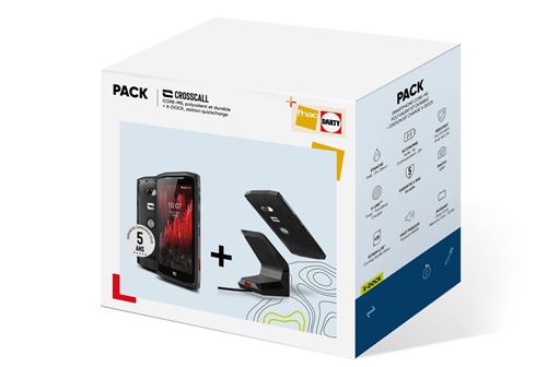 Pack Smartphone Crosscall Core-M5 4.95" Double Nano Sim 32 Go Noir + Une Station Quick Charge X-Dock Noir