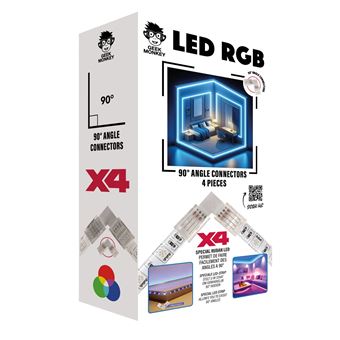 Pack de 4 Connecteurs d’angles 90 degrés Geek Monkeys Spécial Ruban Led Blanc - 1