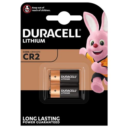Pack 2 Piles CR2 Duracell Ultra Lithium pour Appareil photo Noir