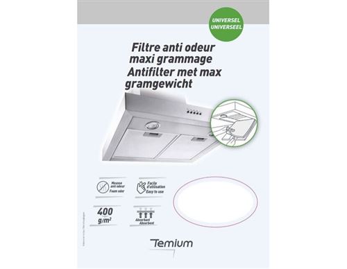 Filtre universel Temium Mousse anti odeur Maxi grammage Blanc