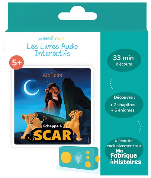 Livre audio interactif Lunii pour Ma Fabrique à Histoires Défi vilain Echappe à Scar - vue 1