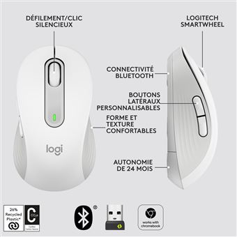 Souris sans fil Logitech Signature M650 L Blanc