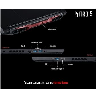 Acer Nitro 5 AN515-57-50MM Ordinateur Portable Gaming 15,6'' FHD IPS 144  Hz, PC Portable Gamer (Intel Core i5-11400H, NVIDIA GeForce RTX 3070, RAM  16