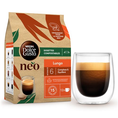 Pack de 12 capsules café Neo par Dolce Gusto Nescafé Lungo