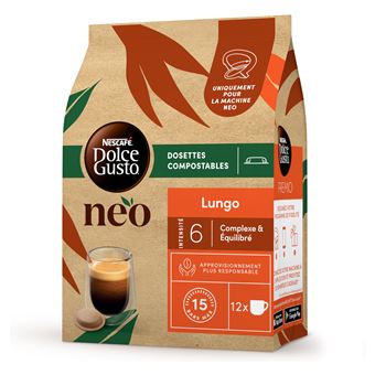 Pack de 12 capsules café Neo par Dolce Gusto Nescafé Lungo