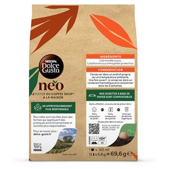 Pack de 12 capsules café Neo par Dolce Gusto Nescafé Lungo