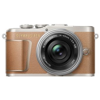 Hybride Olympus PEN E-PL9 Marron + Objectif M.Zuiko Digital 14-42 mm f/3.5-5.6 Argent