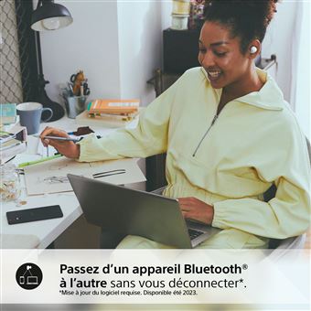 Ecouteurs sans fil Bluetooth Sony Multipoint WFC700N avec réduction de bruit active Blanc