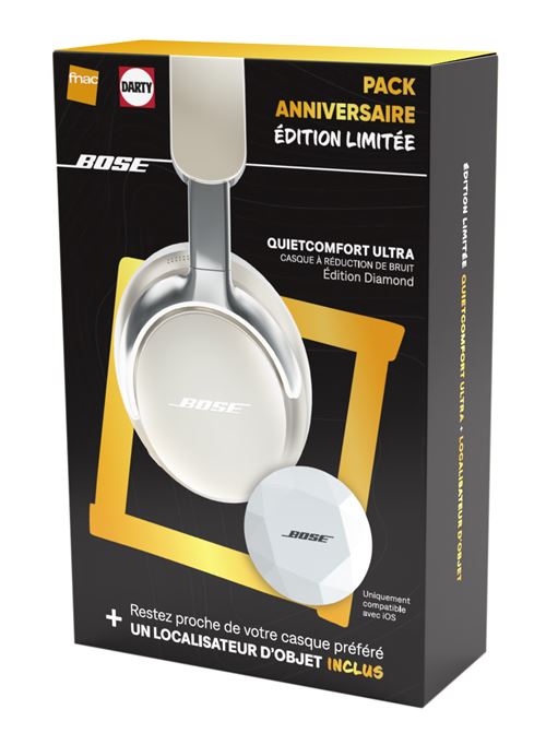BOSE Pack Anniversaire Casque supra-aural sans fil  QuietComfort Ultra Bluetooth avec r&eacute;duction active du bruit Diamond + Localisateur d'objet 