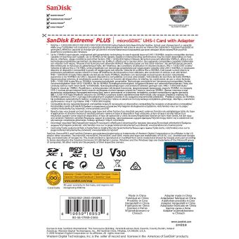Carte mémoire microSDXC SanDisk Extreme PLUS UHS-I V30 256 Go avec Adaptateur  SD - Carte mémoire micro SD