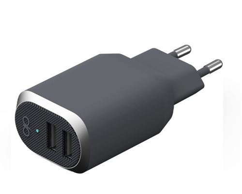 Chargeur secteur rapide et intelligent Force Power Gris avec 2 ports USB 4.8 A