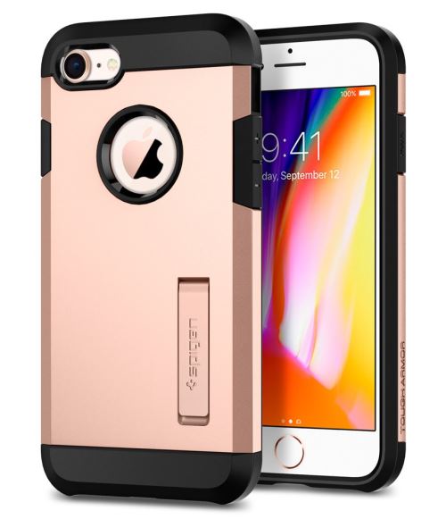 Spigen Tough Armor 2 - Achterzijde behuizing voor mobiele telefoon - polycarbonaat, thermoplastic polyurethaan (TPU) - blush gold - voor Apple iPhone 7, 8