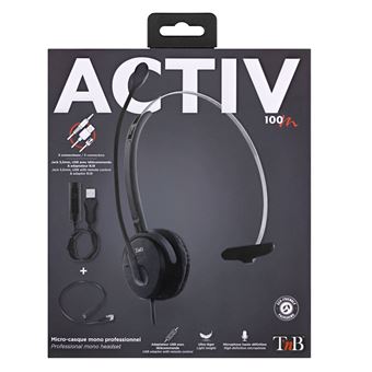 Micro-casque filaire T'n'b Mono Activ 100M Noir