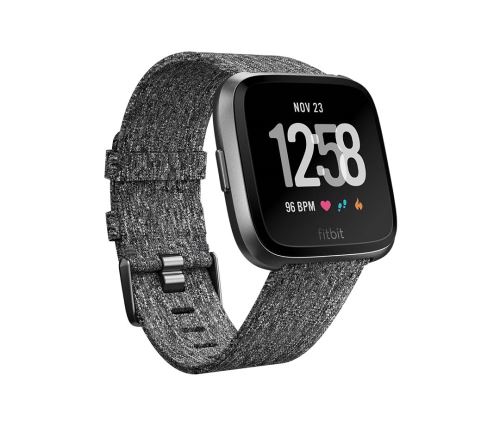 Fitbit Versa - Special Edition - noir - montre intelligente avec bande tissée - noir charbon - Bluetooth, NFC