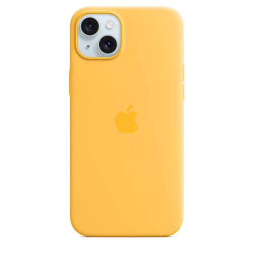 Apple Coque en silicone avec MagSafe pour iPhone 15 Plus Rayon de soleil État correct - Apple reconditionné disponible sur Fnac